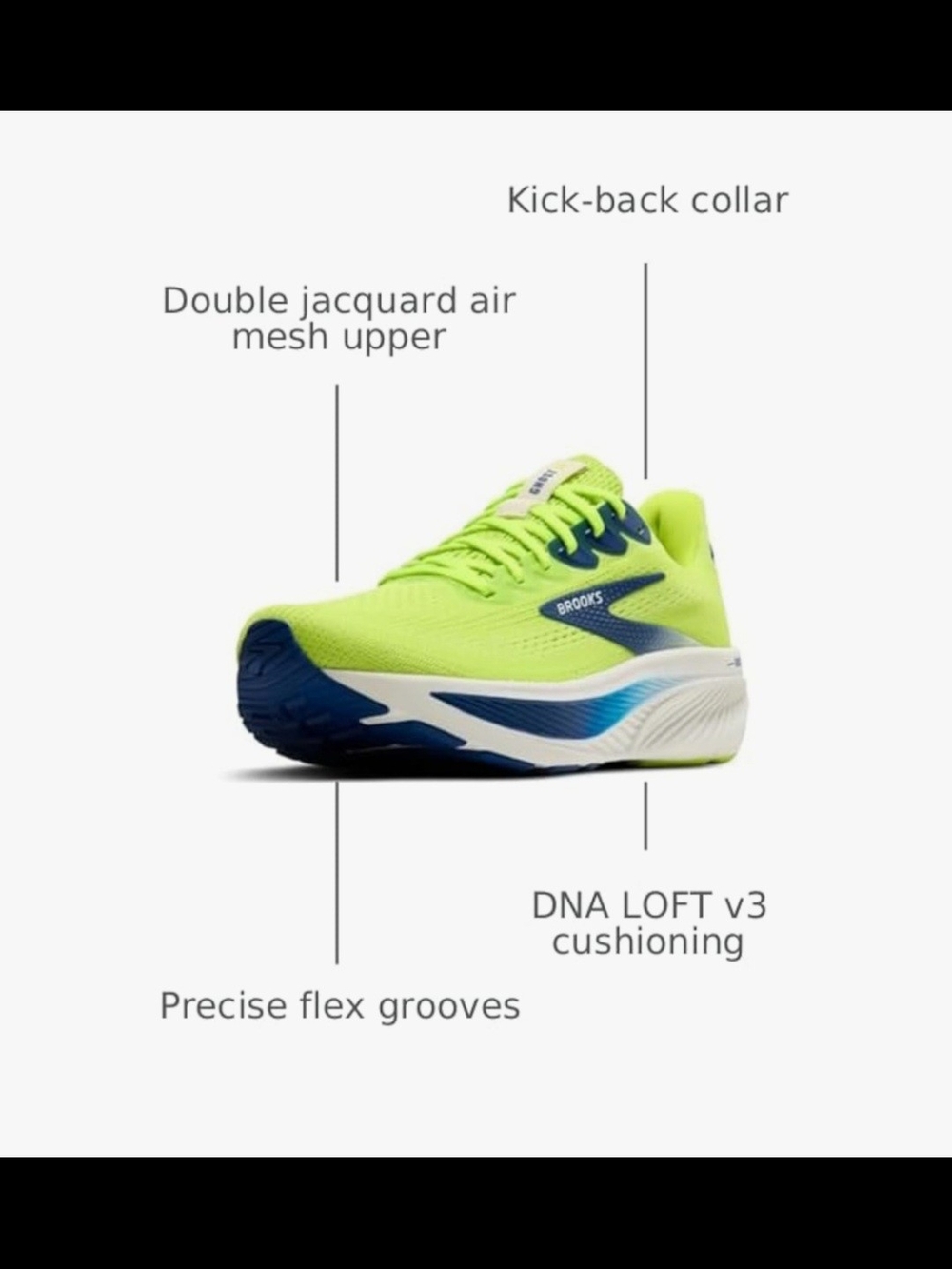 Brooks  GHOST 17 Running Shoe - Neon Yellow & Navy New No Box